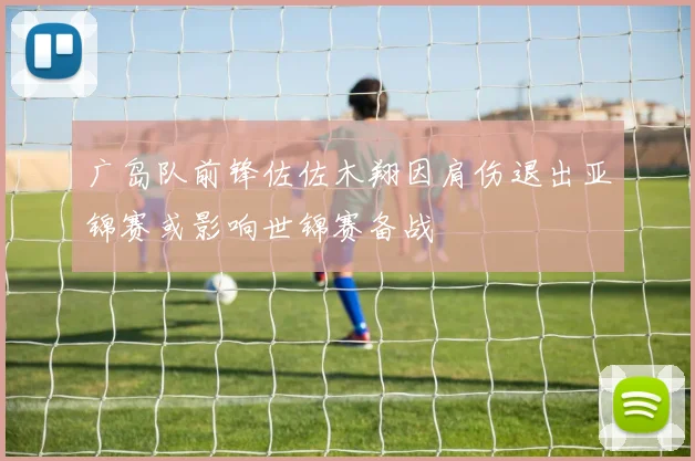 广岛队前锋佐佐木翔因肩伤退出亚锦赛或影响世锦赛备战